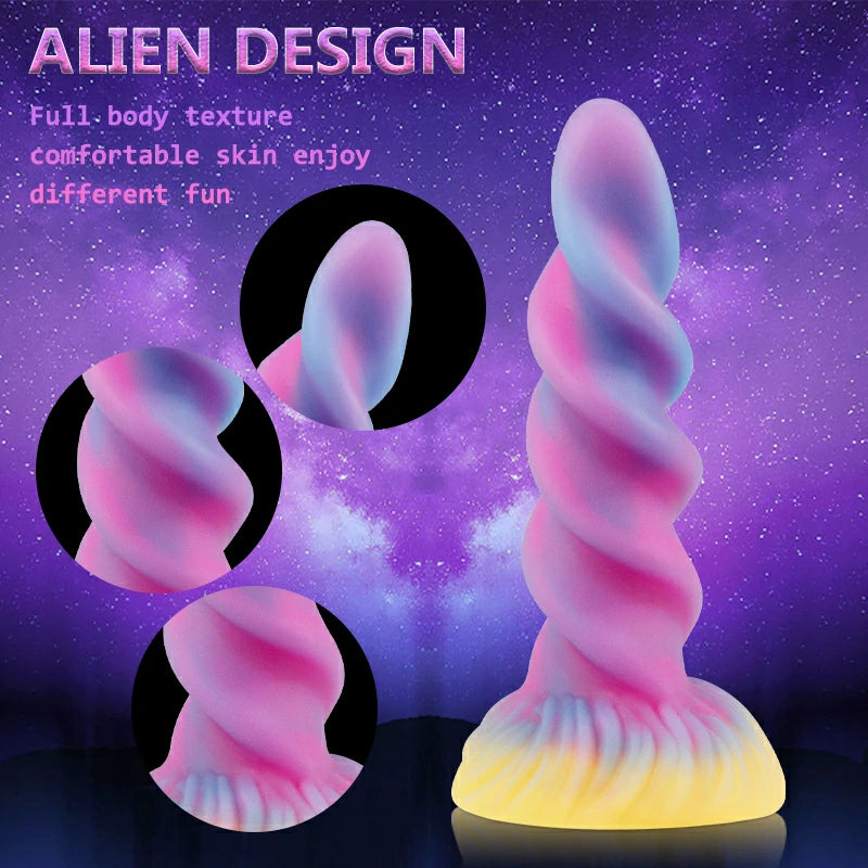 Bizarre Glow Fantasy Spiral Algae-Shaped Dildo