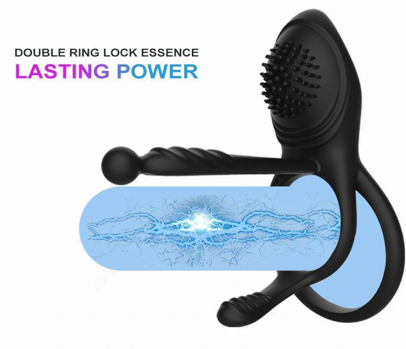 Remote-Controlled Vibrating Dual Ring Penile Trainer