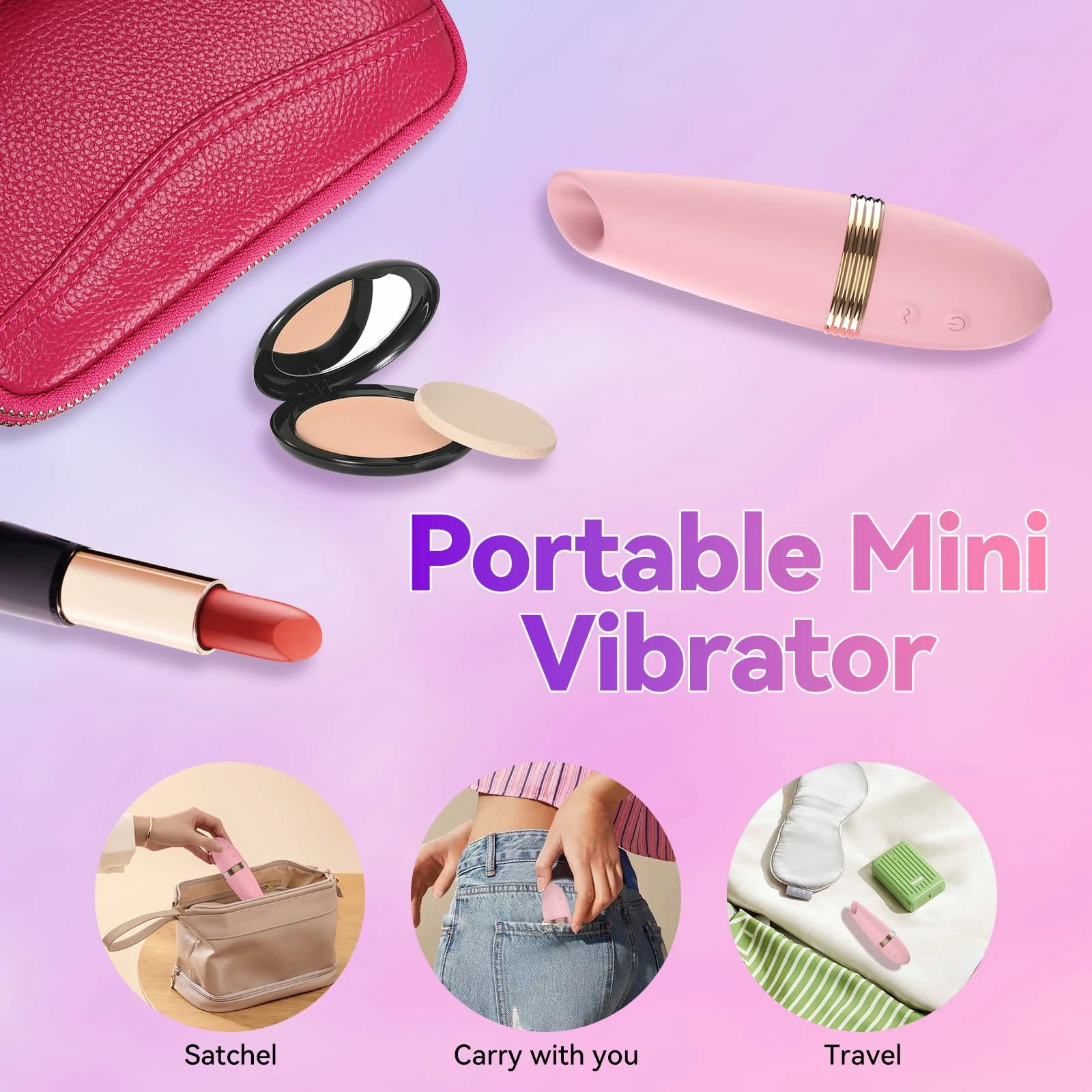 4-in-1 Mini Egg Vibrator with Suction, Licking, and Rolling Wheel Vibration