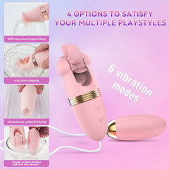 4-in-1 Mini Egg Vibrator with Suction, Licking, and Rolling Wheel Vibration